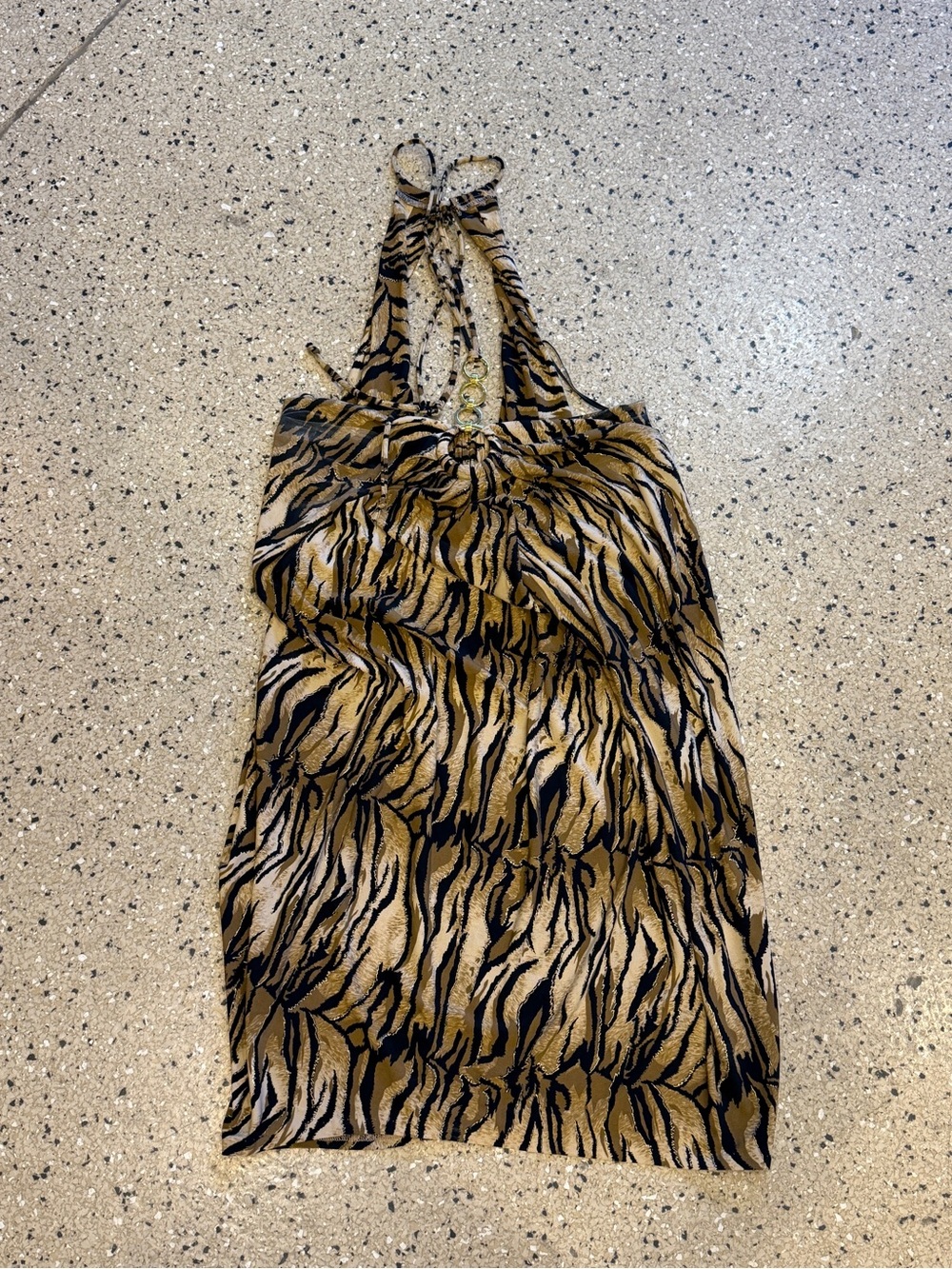 Cache Tiger Print Halter Camisole - Brown & Black
